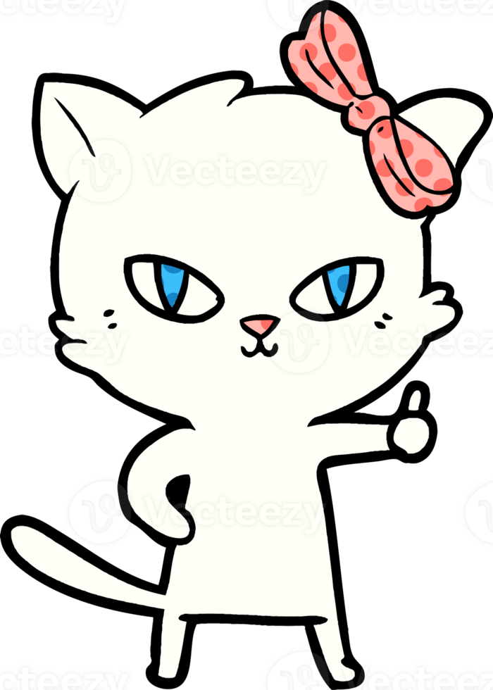 cute cartoon cat giving thumbs up symbol png