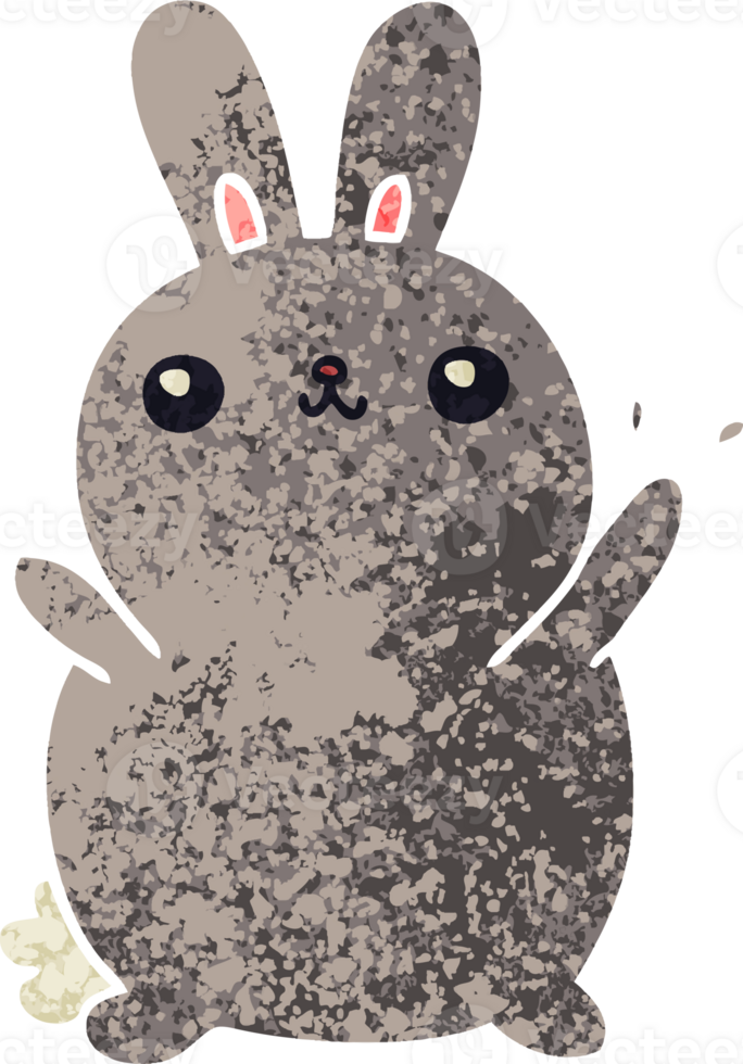 retro illustration style quirky cartoon rabbit png
