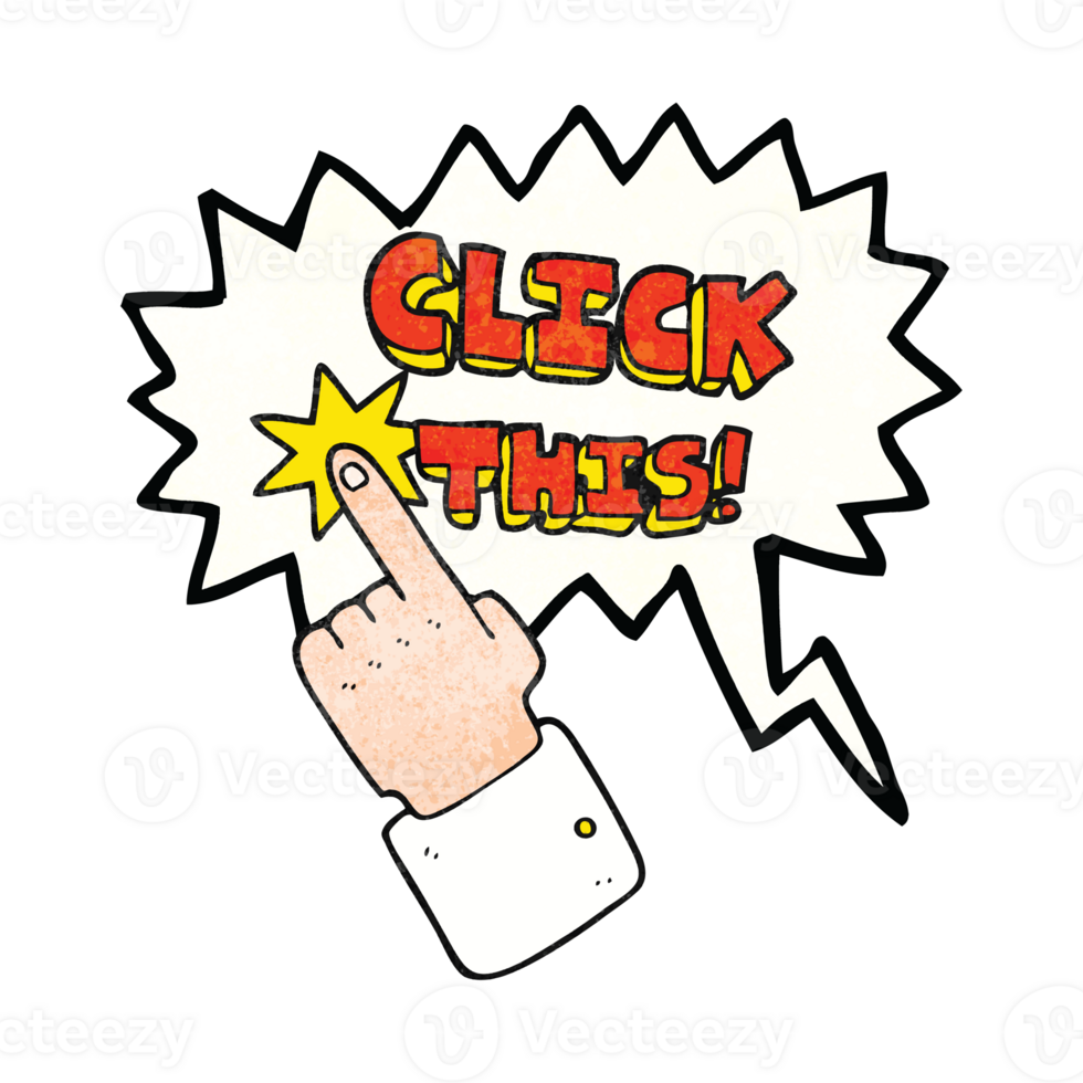 hand speech bubble textured cartoon click this symbol with hand png
