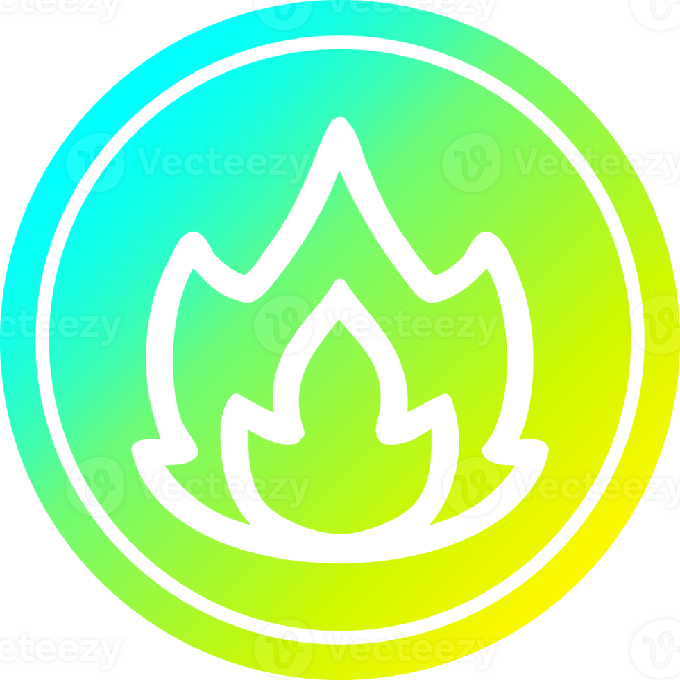 simple flame circular icon with cool gradient finish png