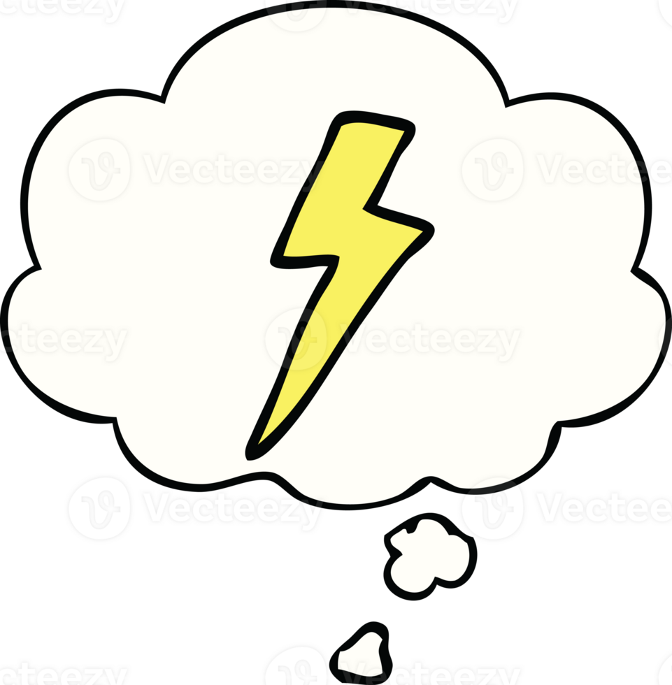 cartoon lightning bolt with thought bubble png