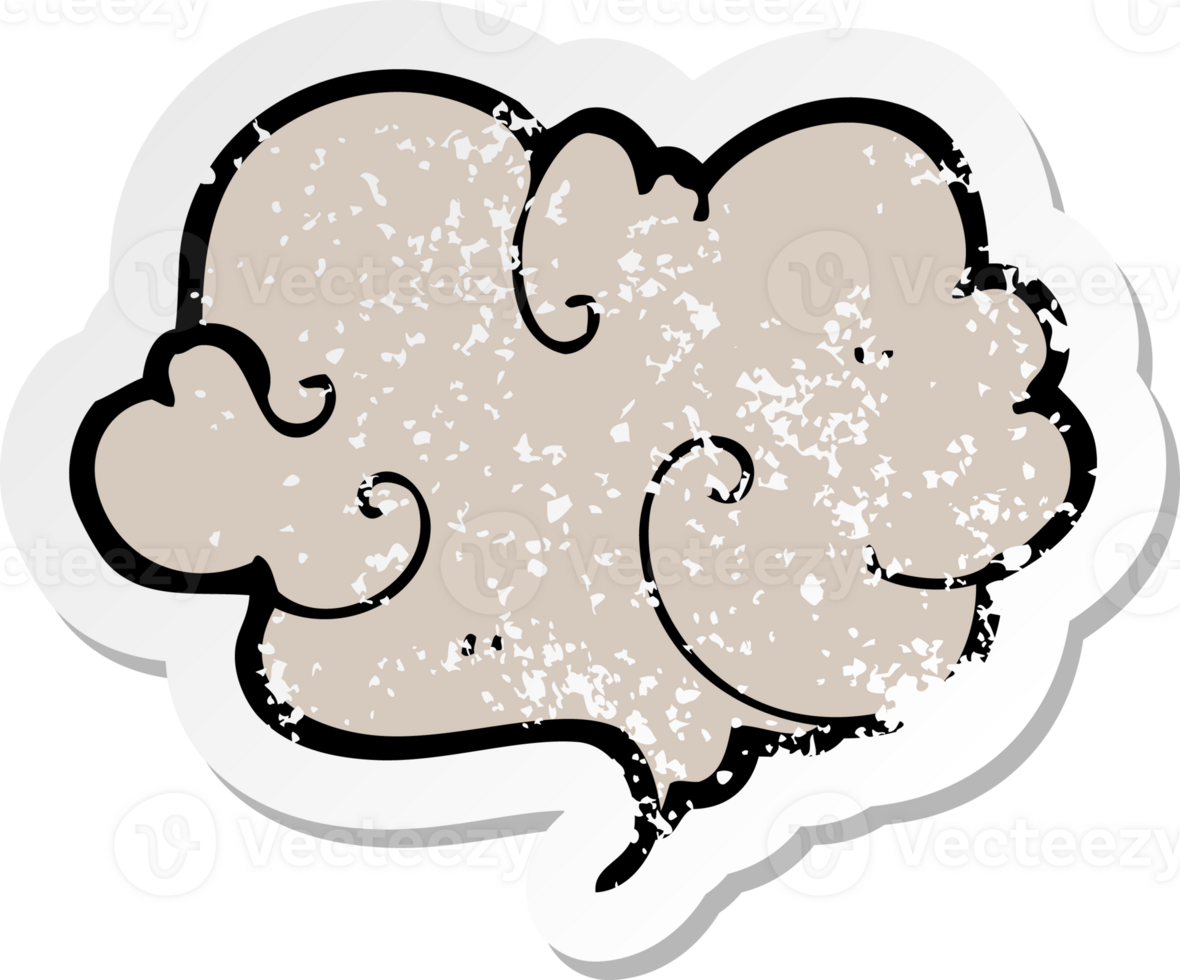 retro distressed sticker of a cartoon cloud of smoke png