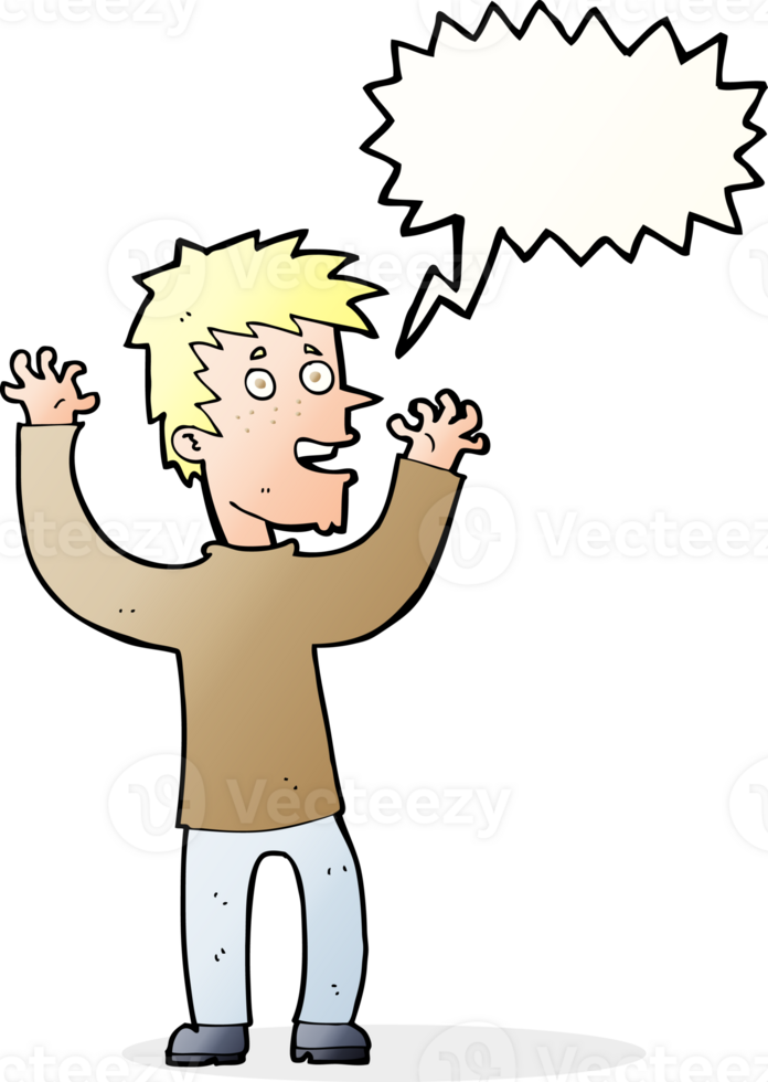 cartoon excited man with speech bubble png