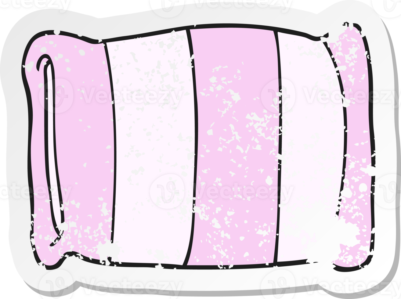 retro distressed sticker of a cartoon pillow png