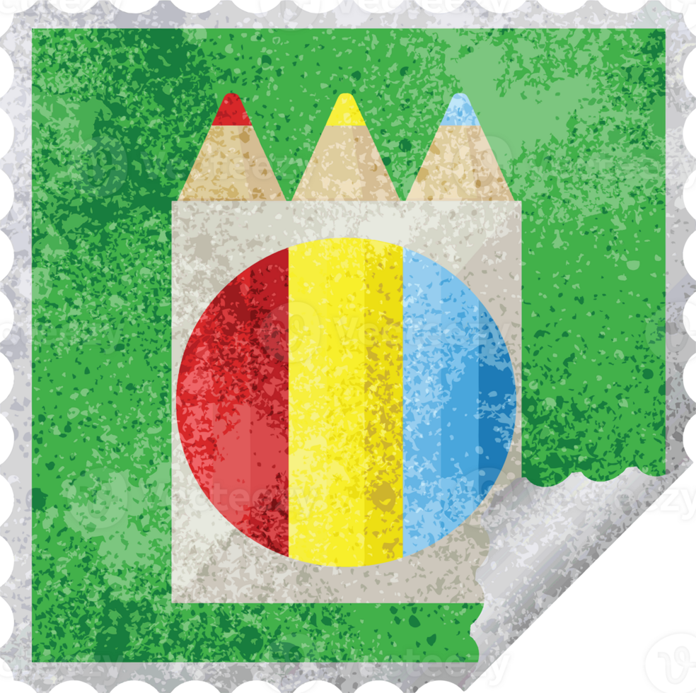 pack of coloring pencils graphic square sticker stamp png