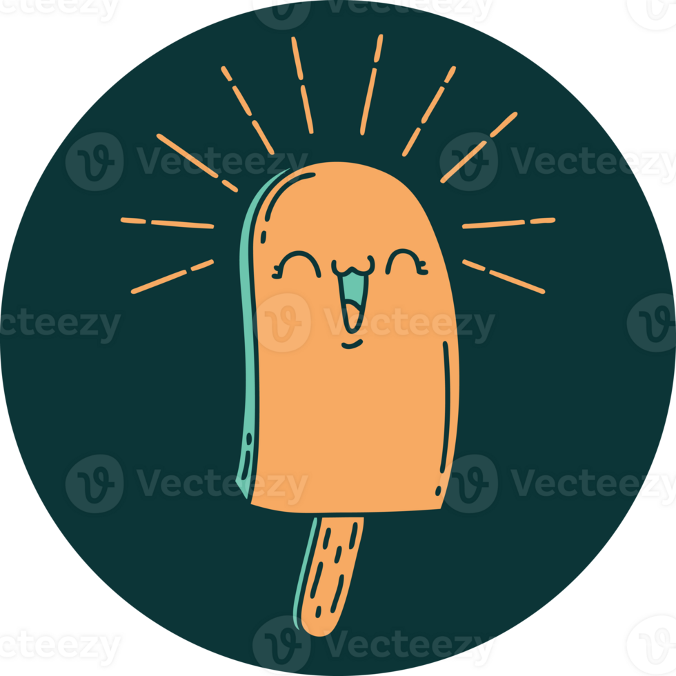 icon of a tattoo style ice lolly png