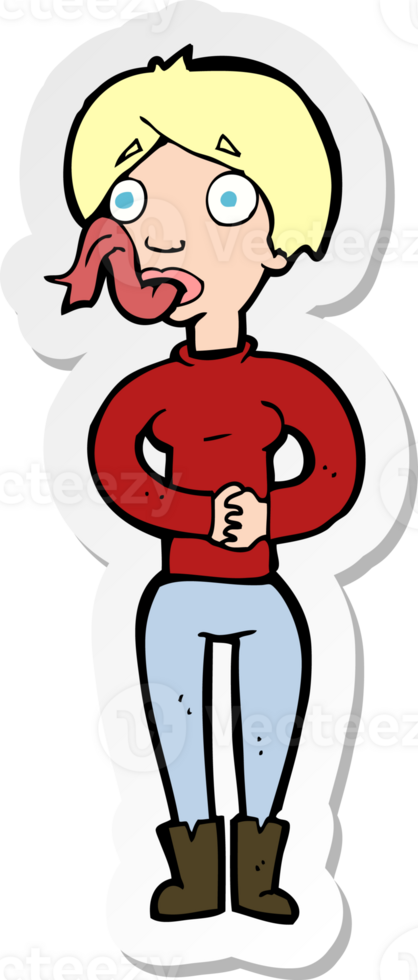 sticker of a cartoon woman with snake tongue png