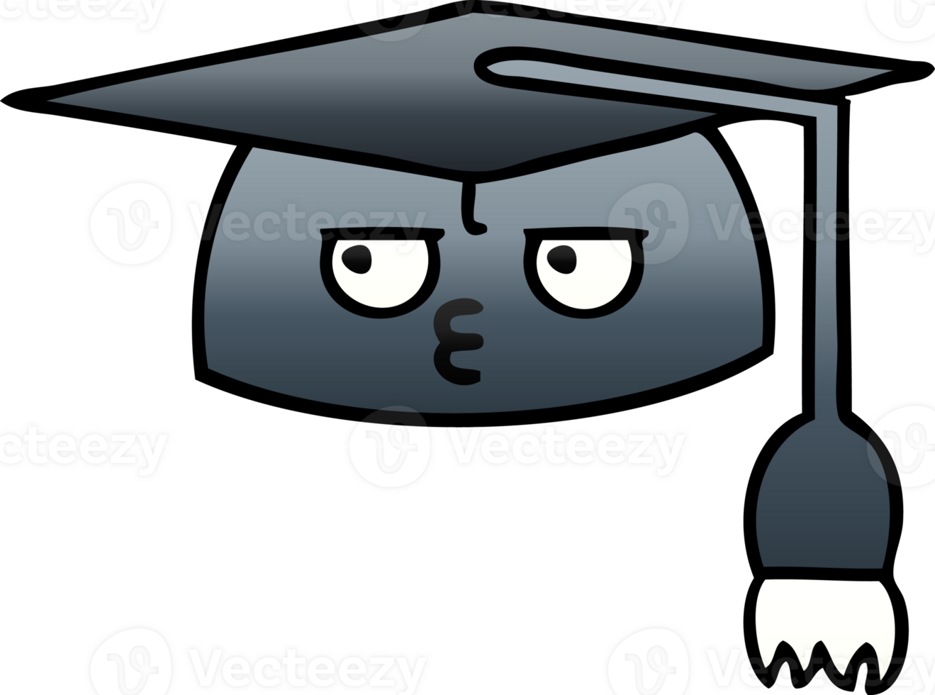 gradient shaded cartoon of a graduation hat png