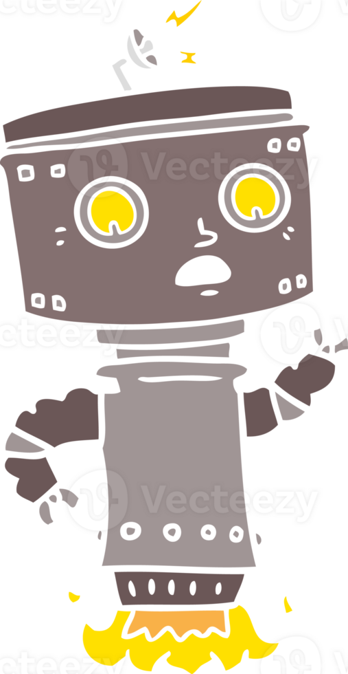 flat color style cartoon robot hovering png