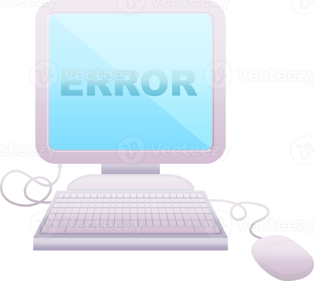 Flat colour illustration of a computer error png