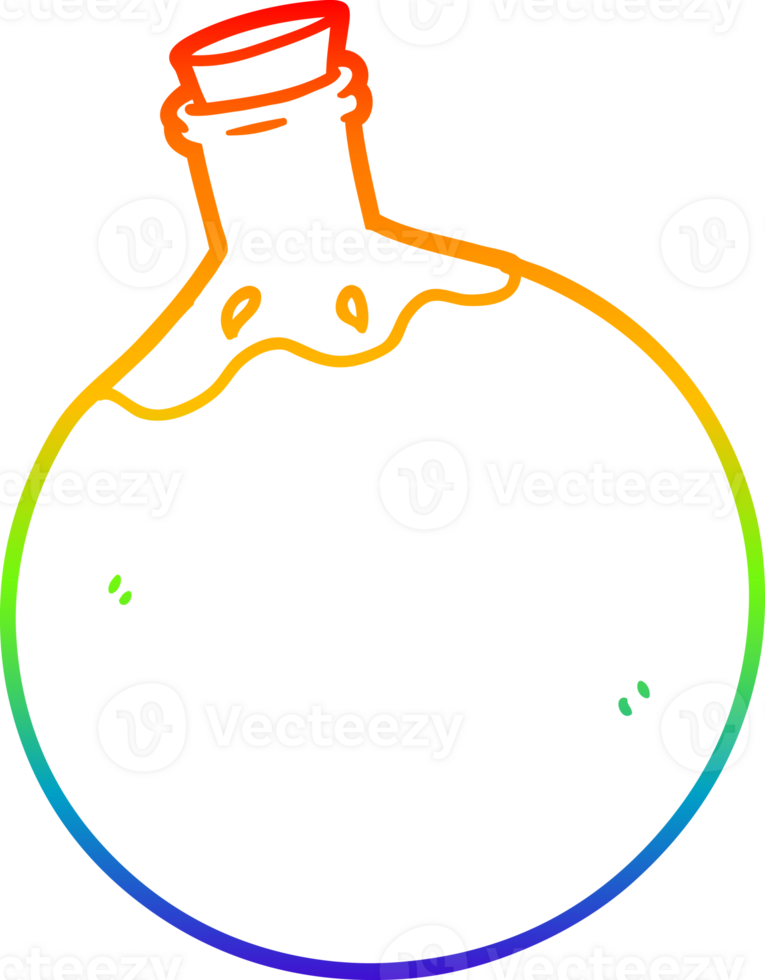 rainbow gradient line drawing of a halloween potion cartoon png