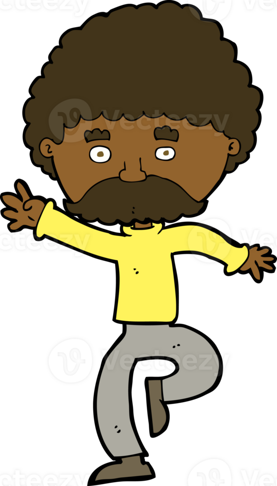 cartoon mustache man disco dancing png