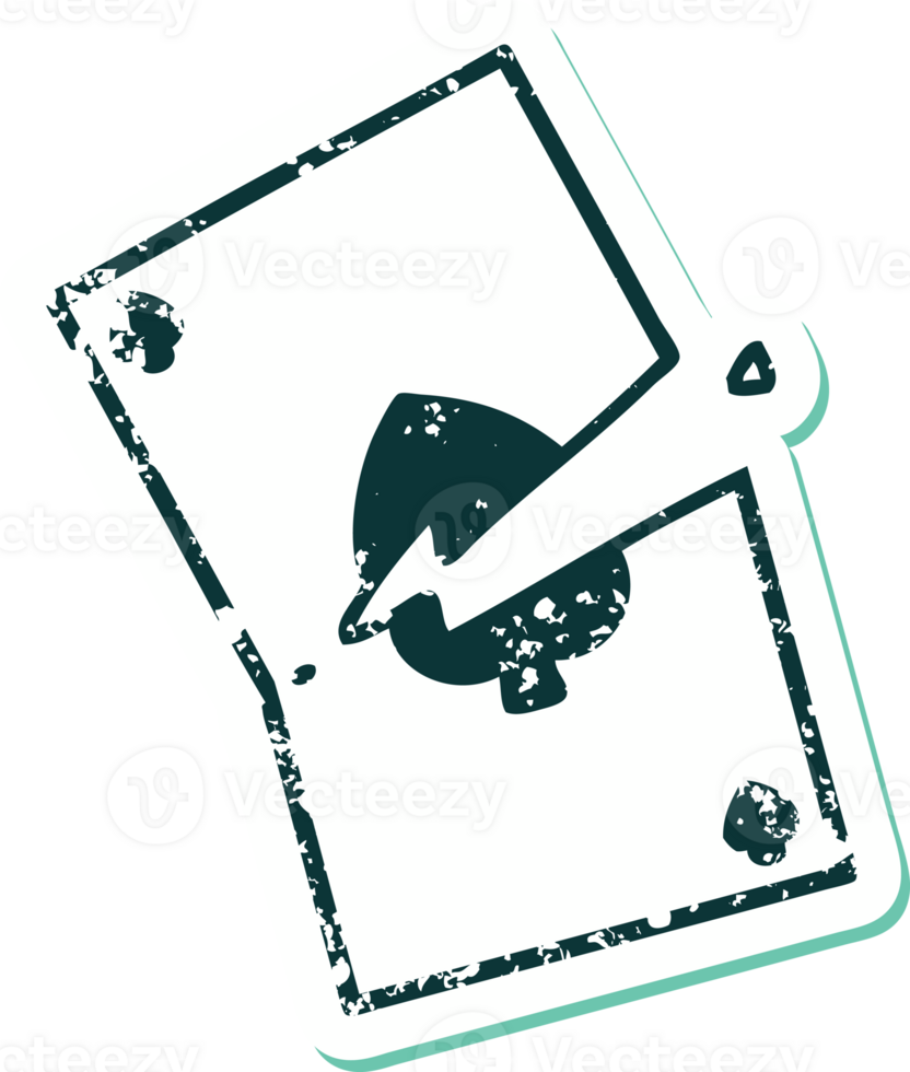 iconic distressed sticker tattoo style image of a torn card png