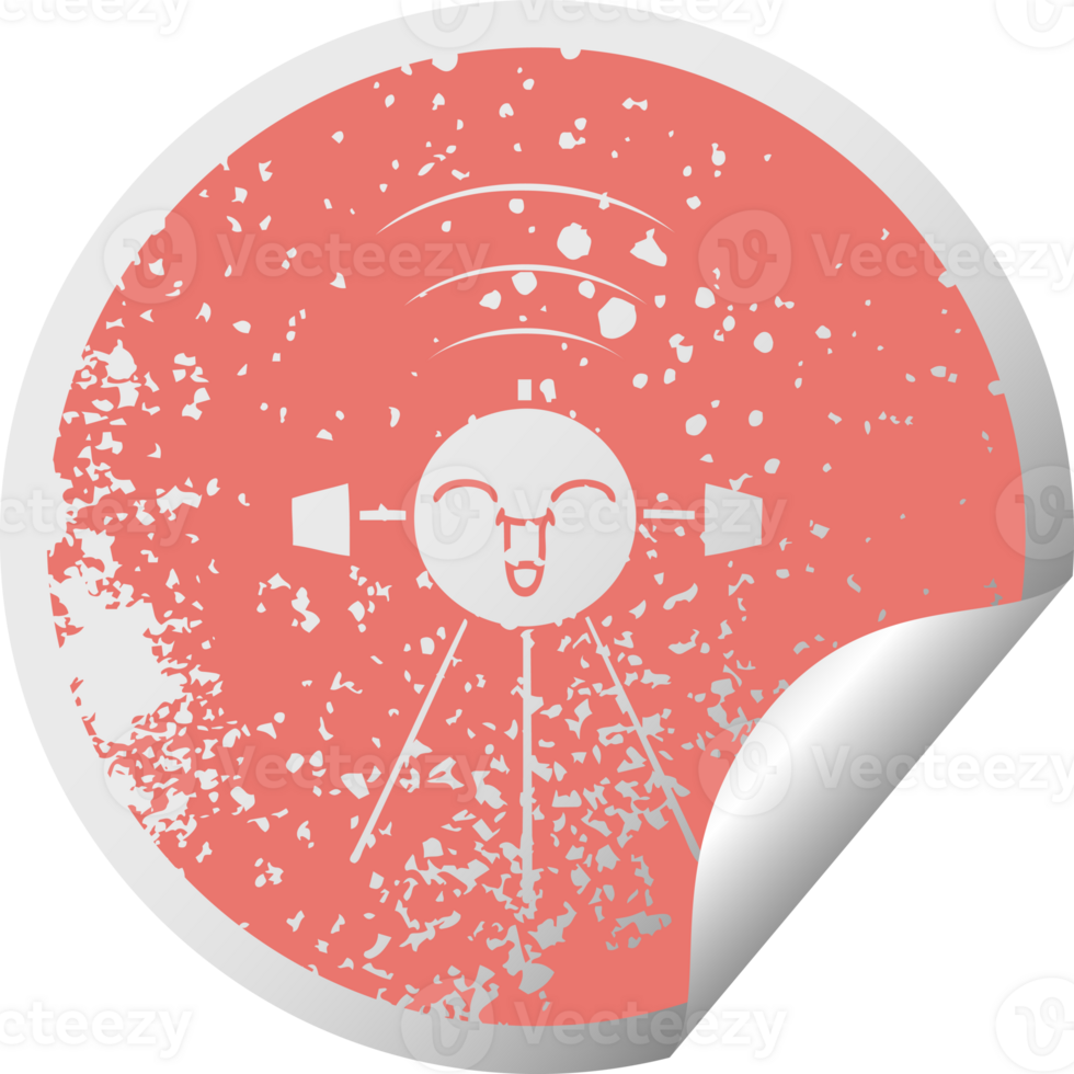 afligido circular peladura pegatina símbolo de un satélite png