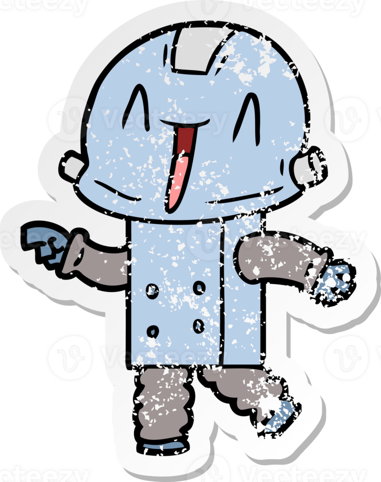 distressed sticker of a cartoon robot png