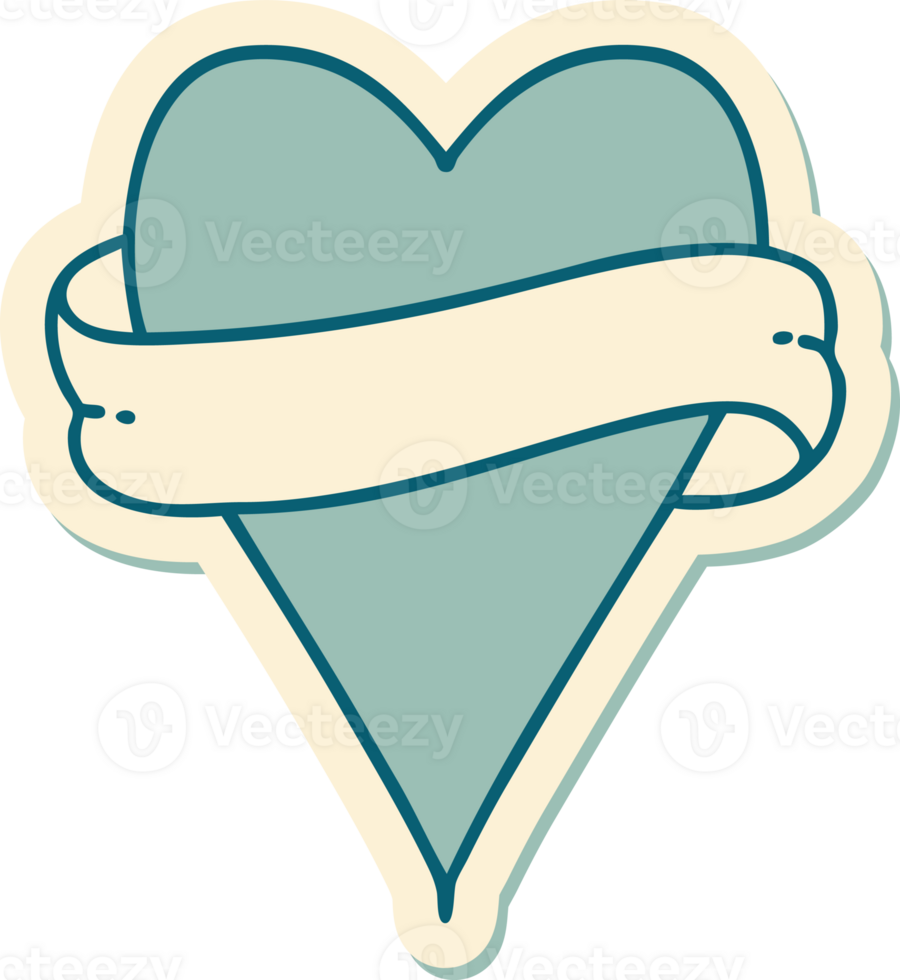sticker of tattoo in traditional style of a heart and banner png