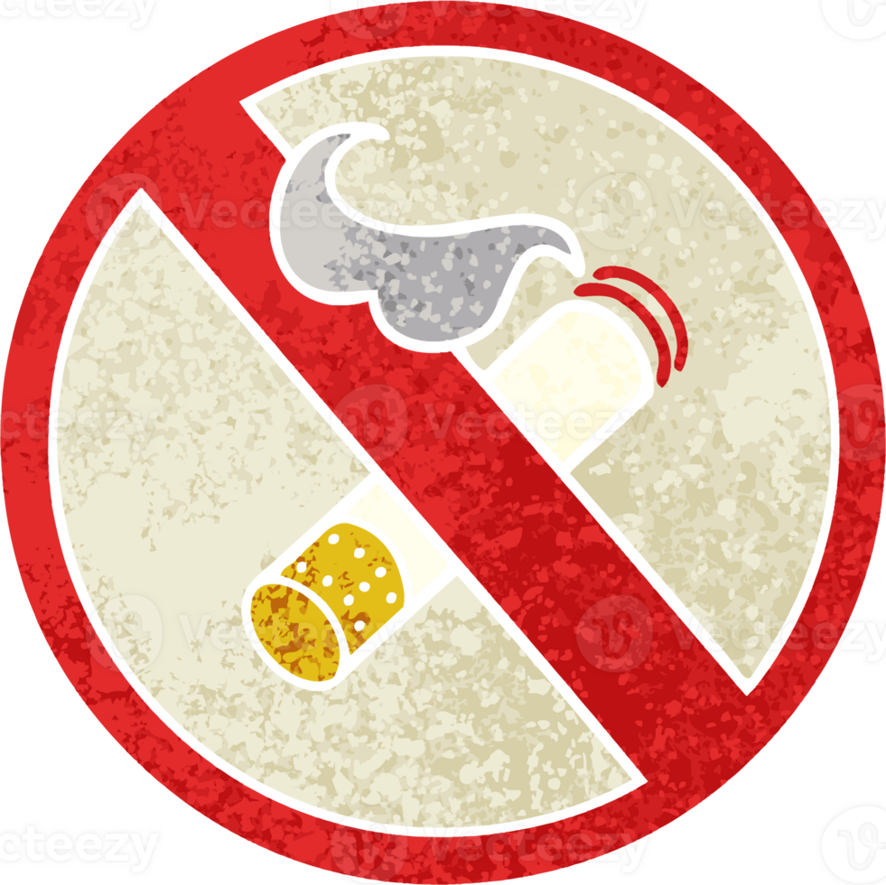 retro illustration style cartoon of a no smoking allowed sign png
