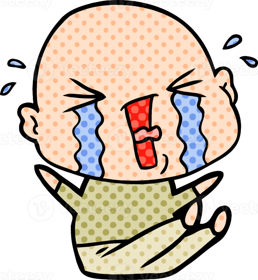 cartoon crying bald man png