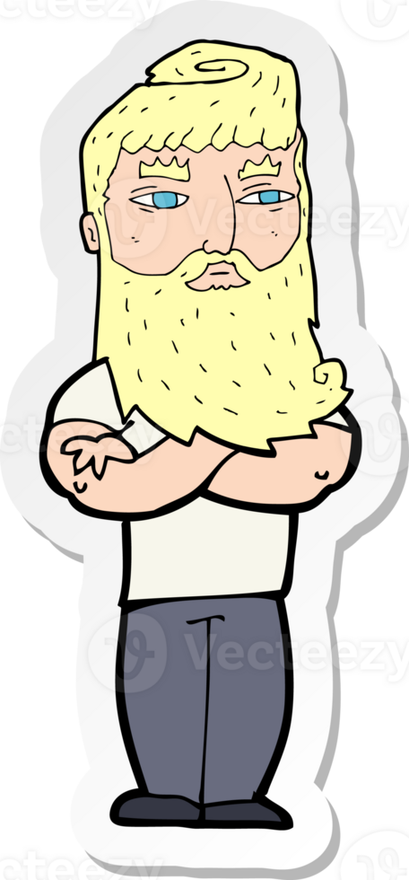 sticker of a cartoon serious man with beard png