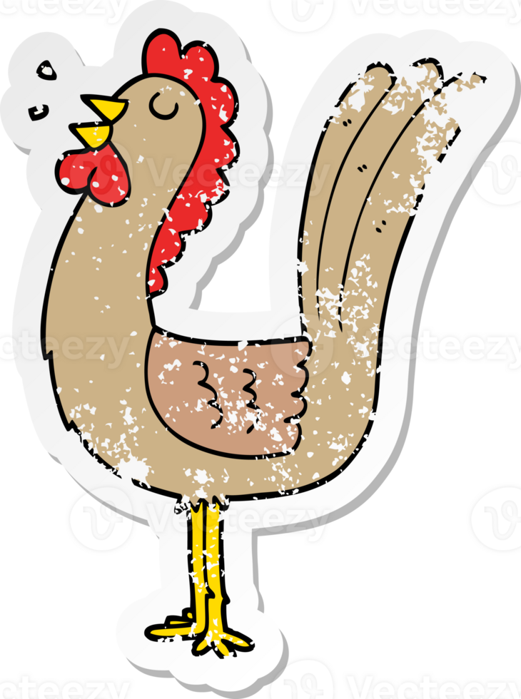 distressed sticker of a cartoon rooster png