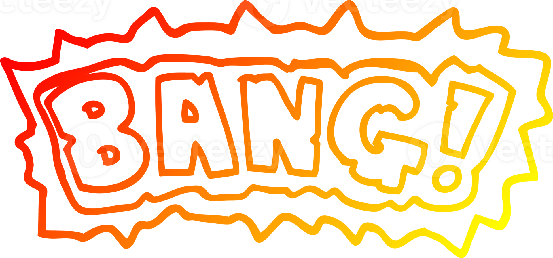 warm gradient line drawing of a cartoon word bang png