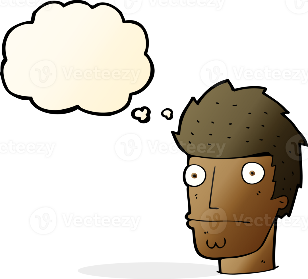 cartoon nervous man with thought bubble png
