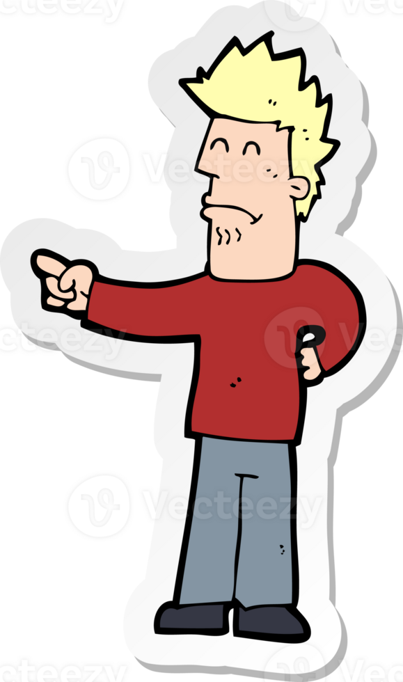 sticker of a cartoon man pointing png