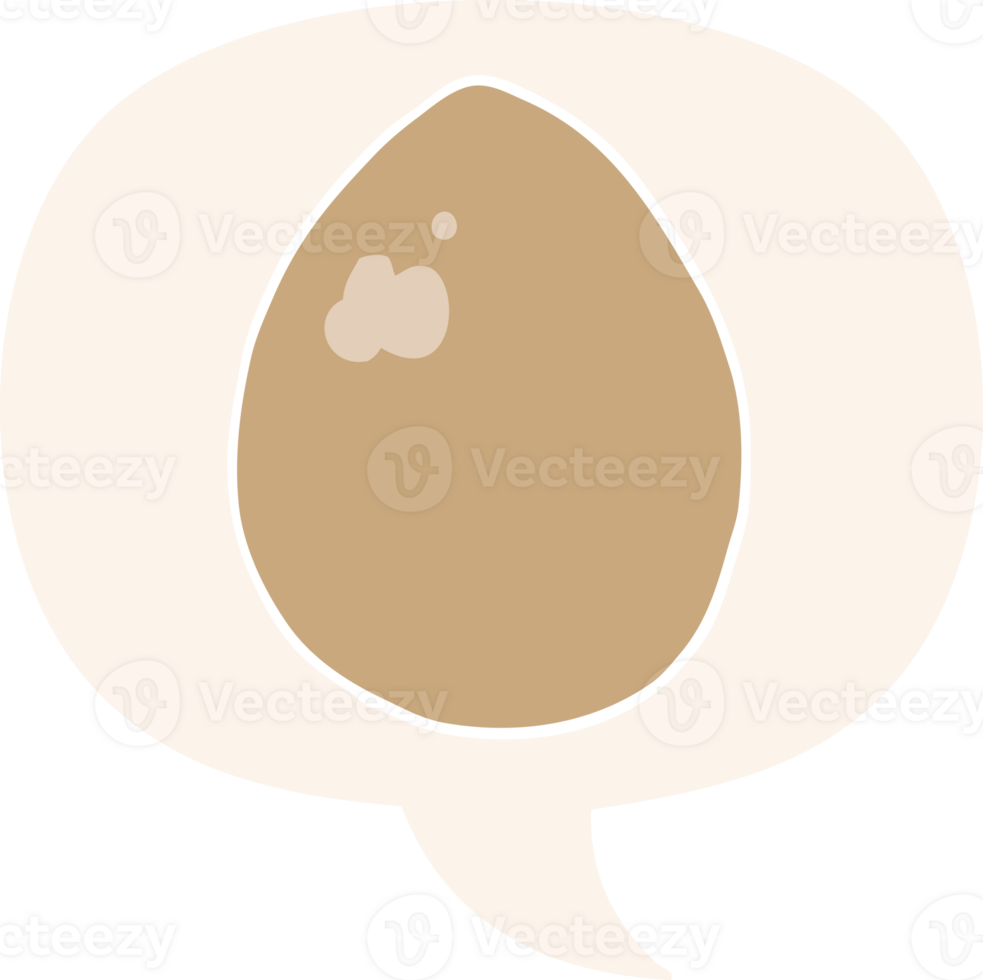 cartoon egg with speech bubble in retro style png