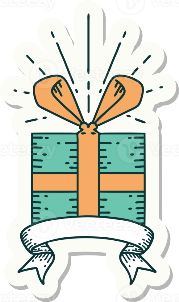 sticker of a tattoo style christmas present png