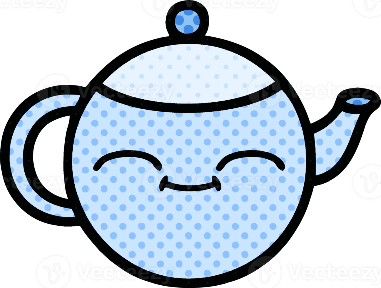 comic book style cartoon of a happy teapot png