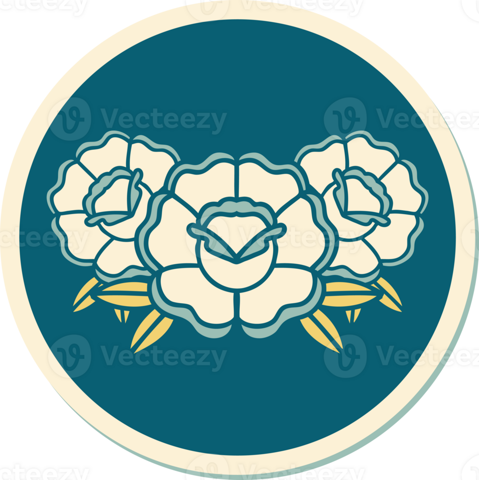 sticker of tattoo in traditional style of a bouquet of flowers png
