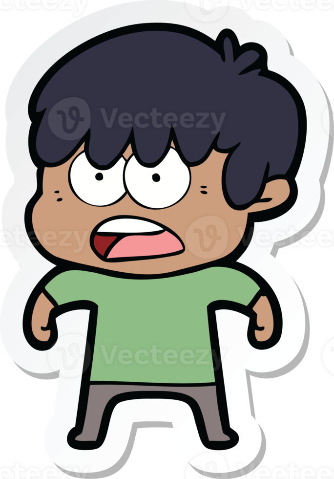 sticker of a worried cartoon boy png