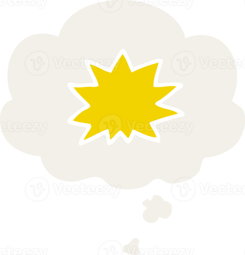cartoon explosion with thought bubble in retro style png