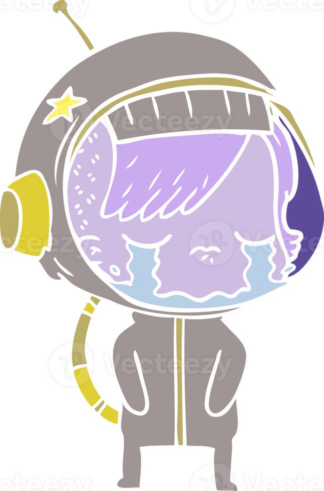 flat color style cartoon crying astronaut girl png