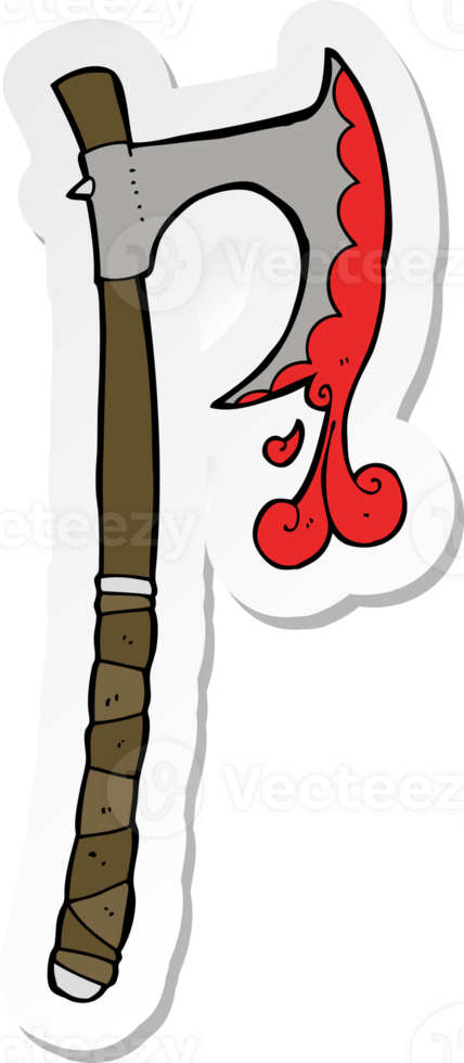 sticker of a cartoon viking axe png