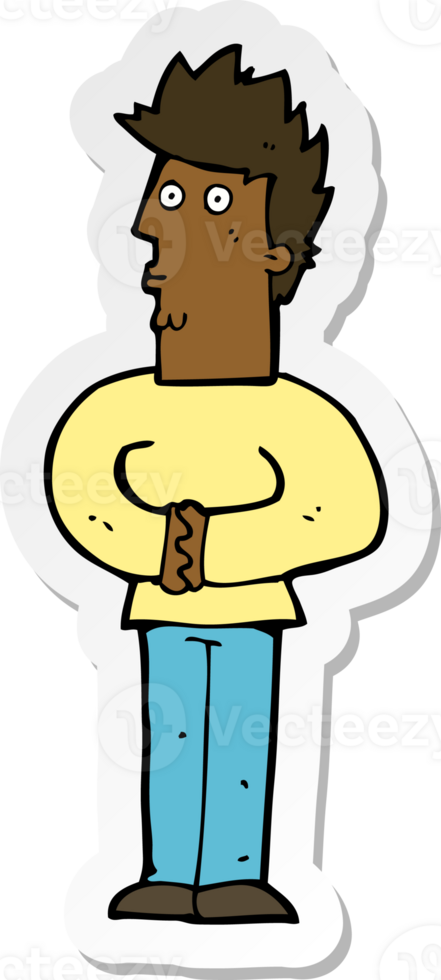 sticker of a cartoon nervous man png