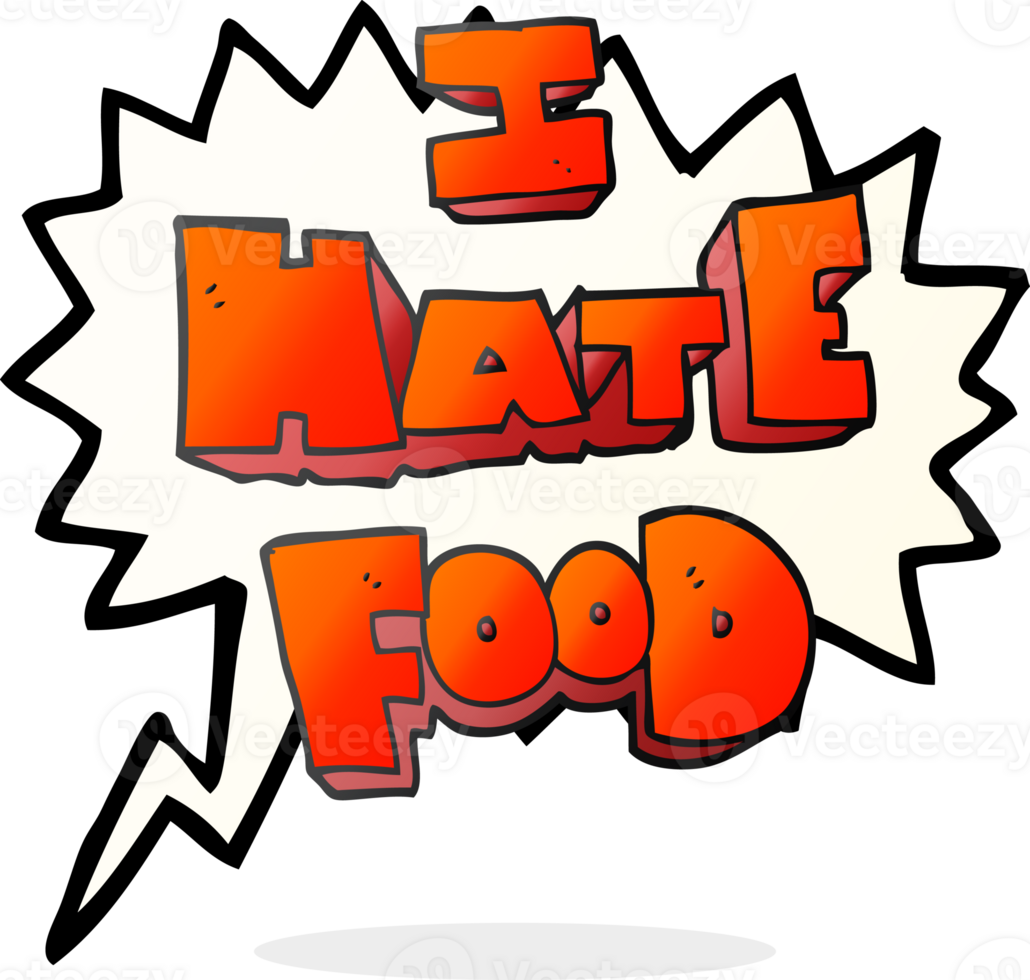 hand drawn speech bubble cartoon i hate food symbol png