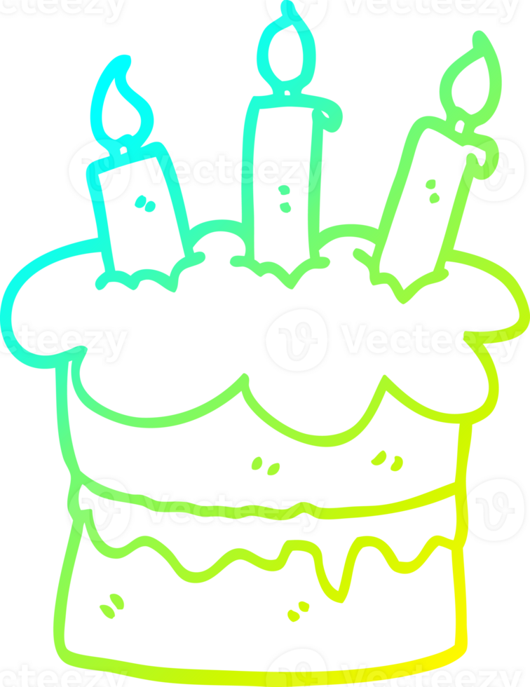 cold gradient line drawing of a cartoon chocolate cake png