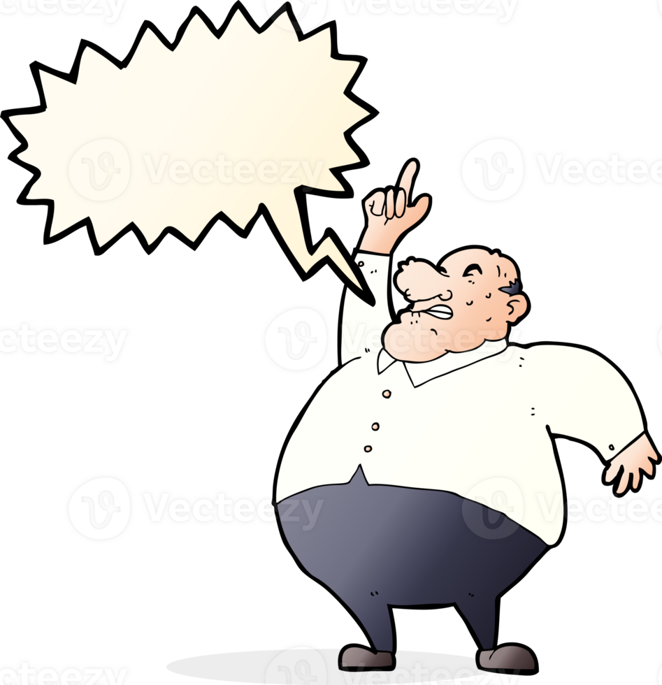 cartoon big fat boss with speech bubble png