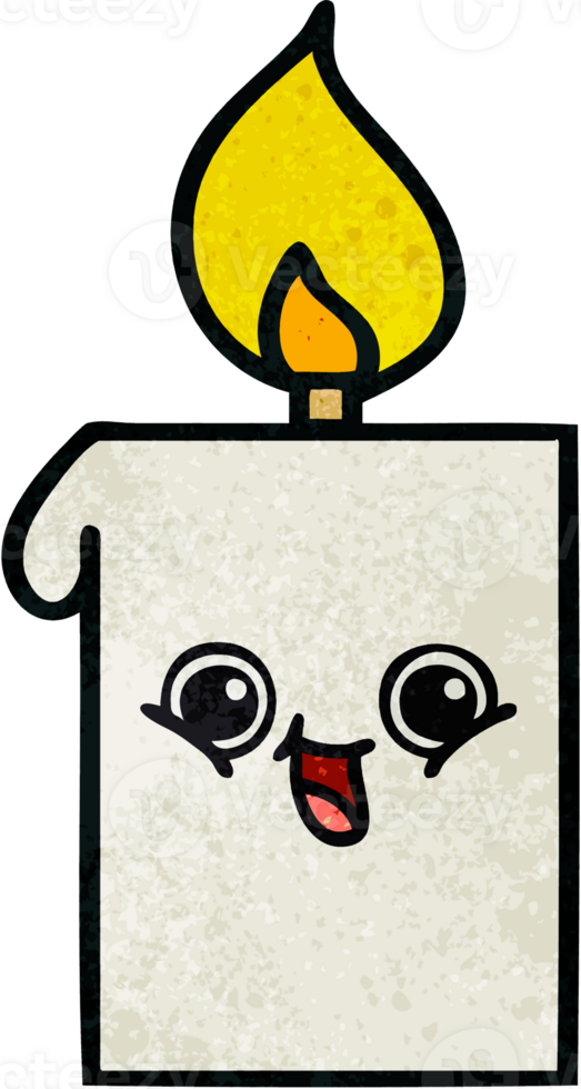 retro grunge texture cartoon of a lit candle png