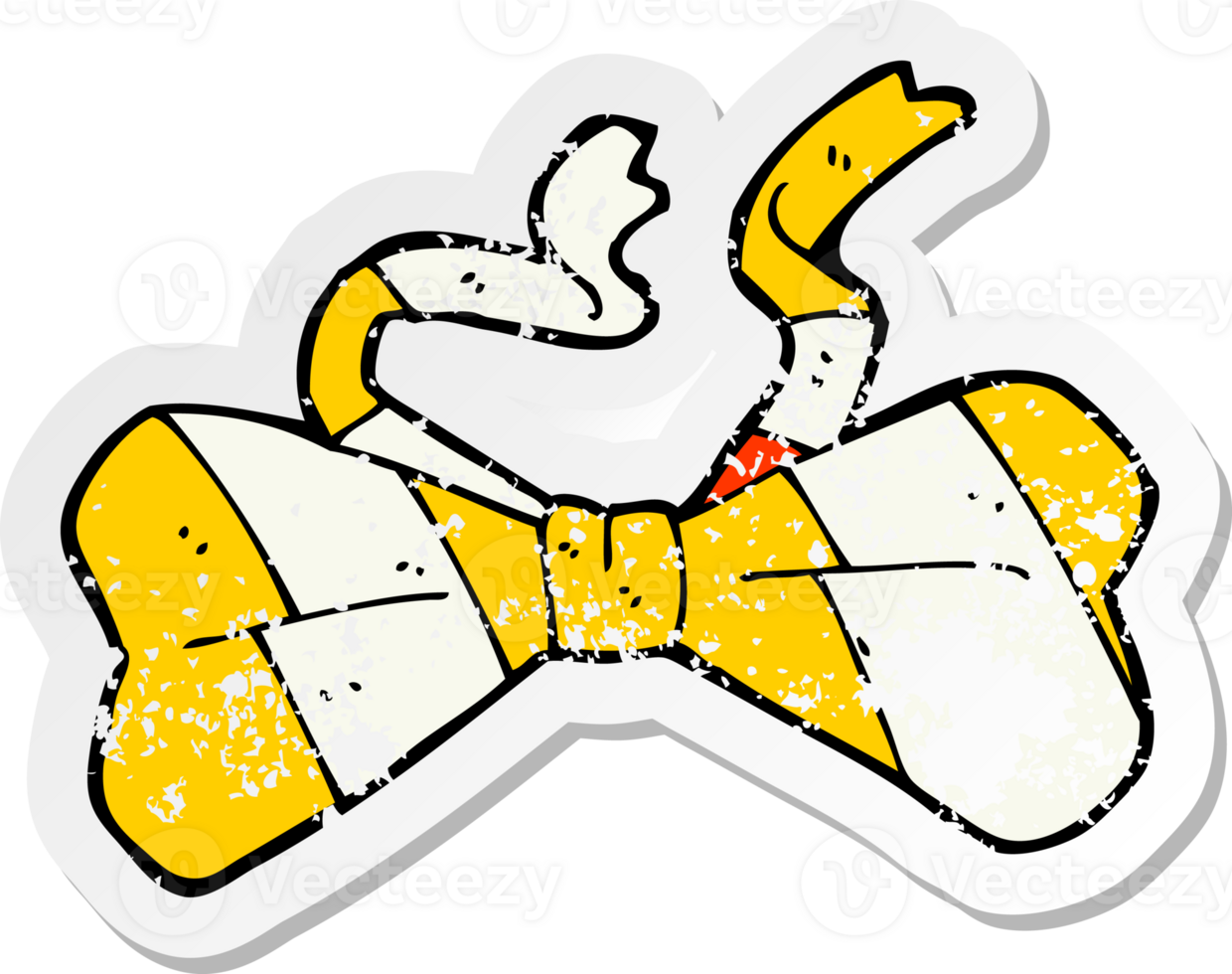 retro distressed sticker of a cartoon bow tie png