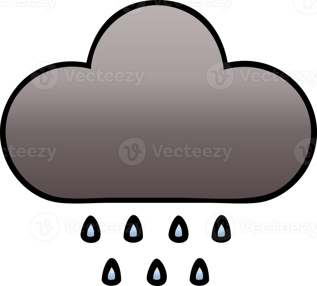 gradient shaded cartoon of a storm rain cloud png