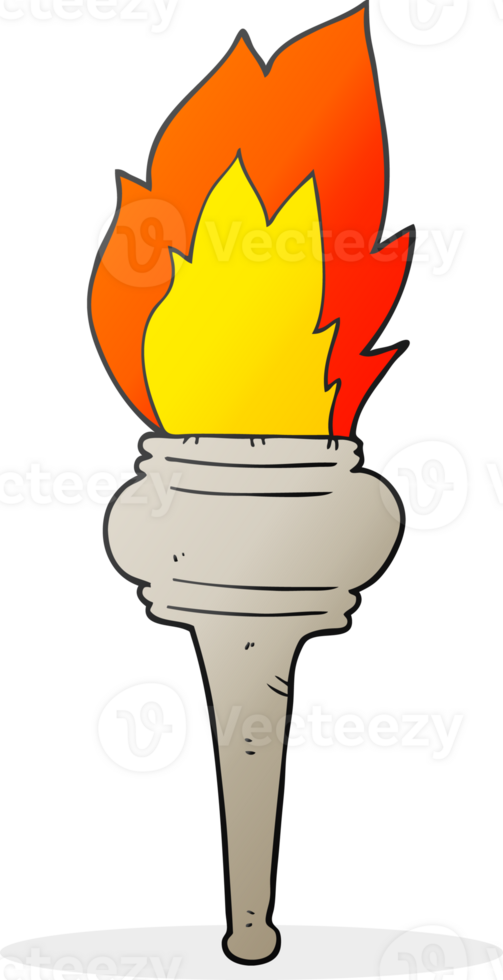 hand drawn cartoon flaming torch png