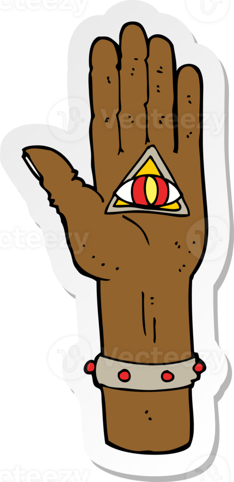 sticker of a cartoon spooky hand symbol png
