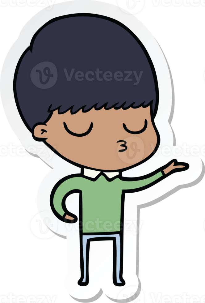 sticker of a cartoon calm boy png