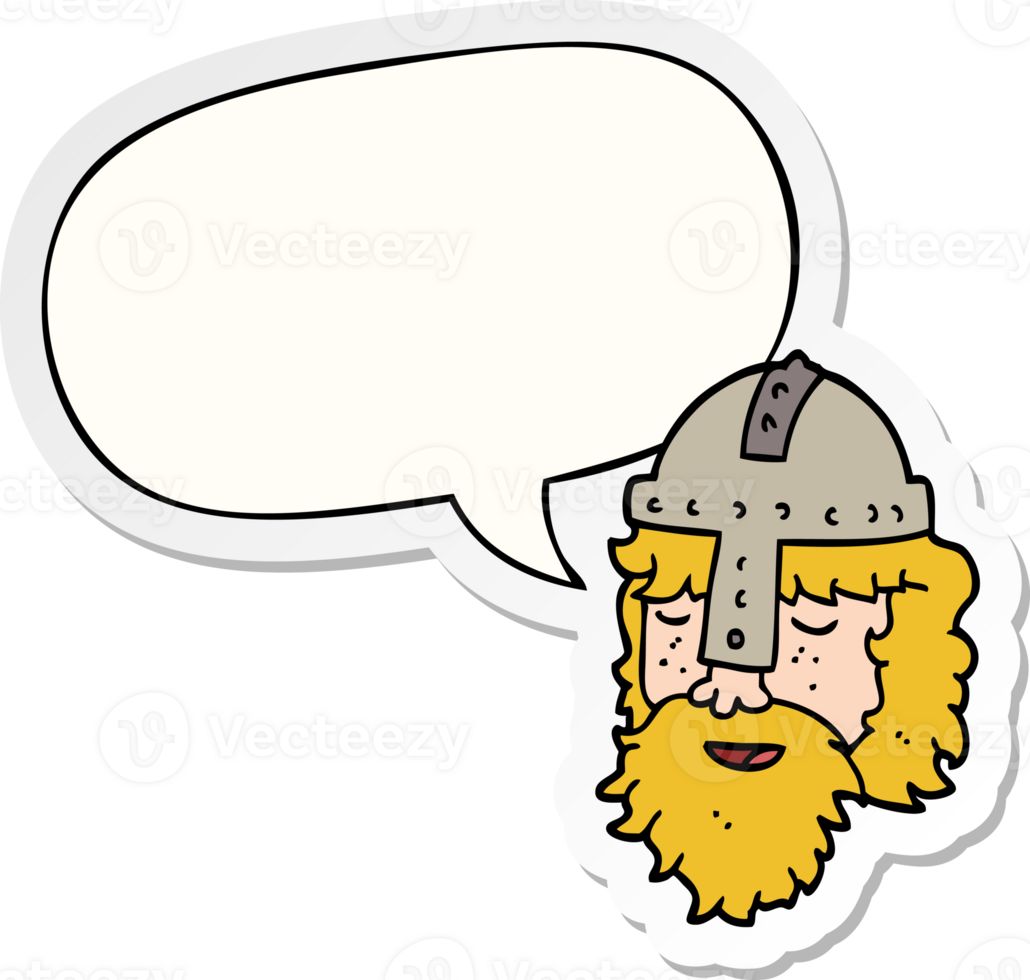 cartoon viking face with speech bubble sticker png