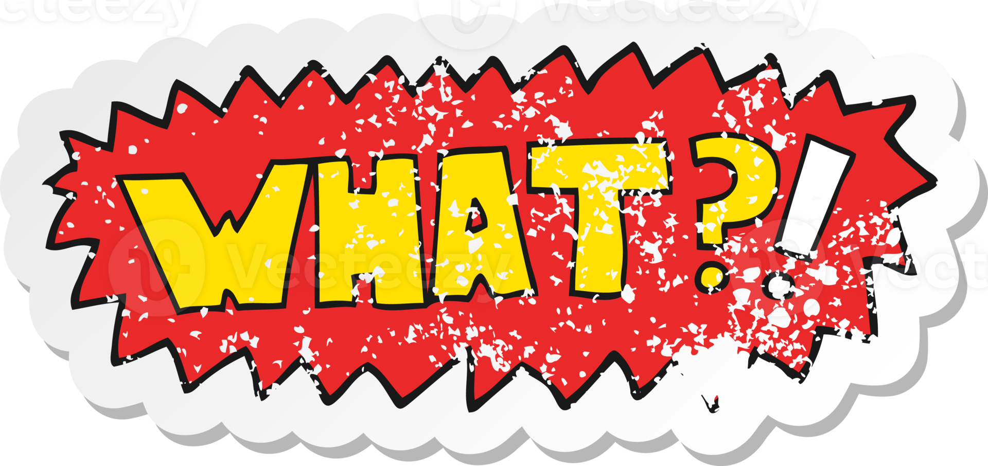 distressed sticker of a cartoon word What png