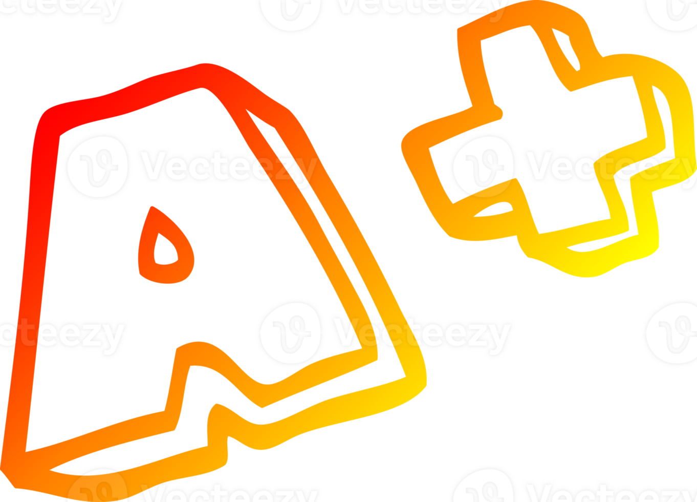 warm gradient line drawing of a cartoon letter grades png