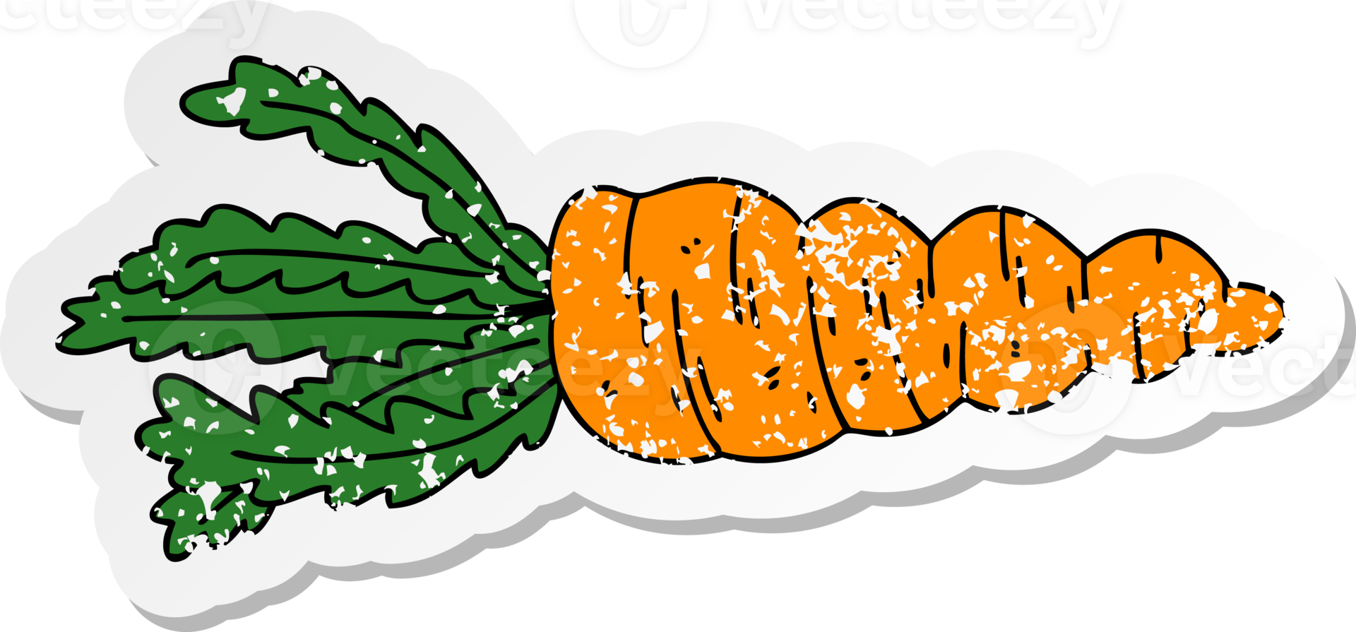 distressed sticker of a quirky hand drawn cartoon carrot png