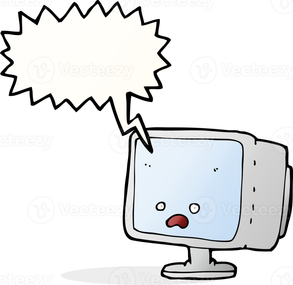 cartoon computer screen with speech bubble png